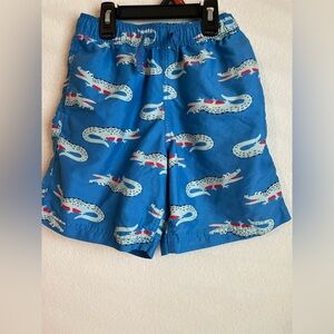 Hanna Andersson Blue and red crocodile print Kids Swim Trunks size 8